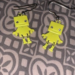Yellow Robot Earrings